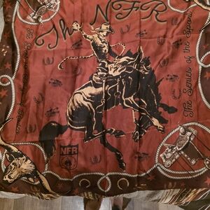 NWOT Rodeo Quincy NFR Western Rodeo Wild Rag/Scarf - Red and Brown